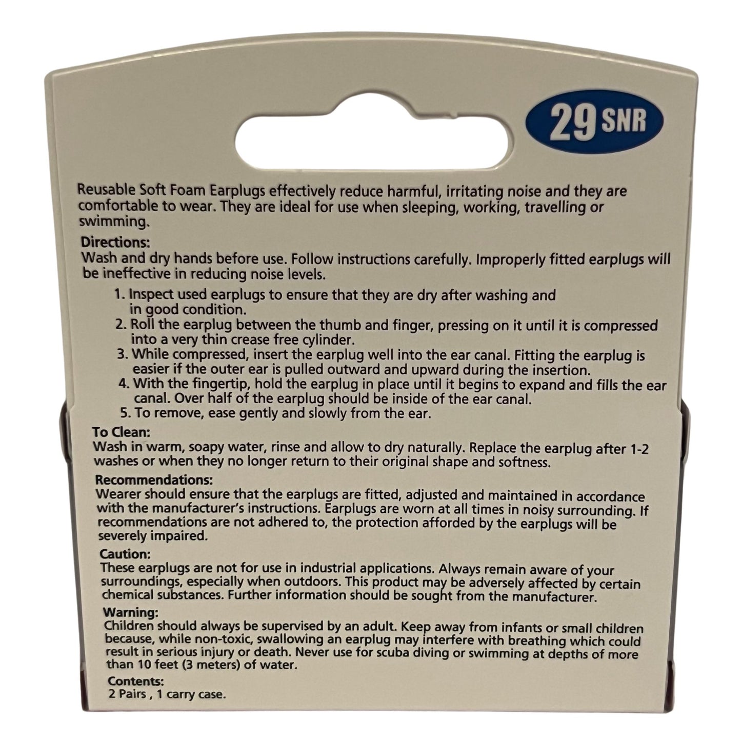 Earsoothe Foam Earplugs 1 packs of 2 pairs and carry case (2 pairs in total)