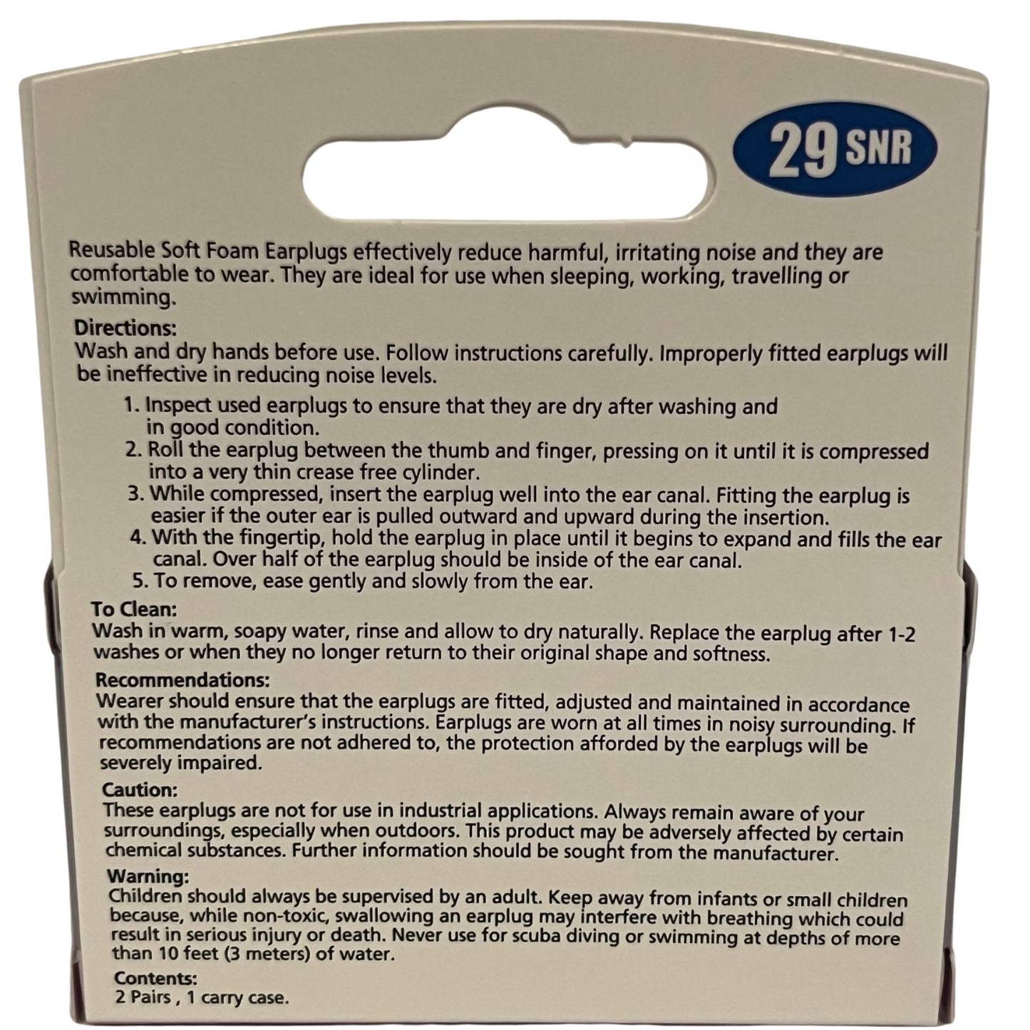 Earsoothe Foam Earplugs 5 packs of 2 pairs and carry case (10 pairs in total)