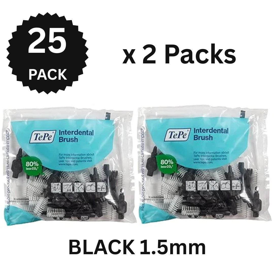 TePe Interdental Brush Black 1.50mm Bulk 2 x Packs of 25