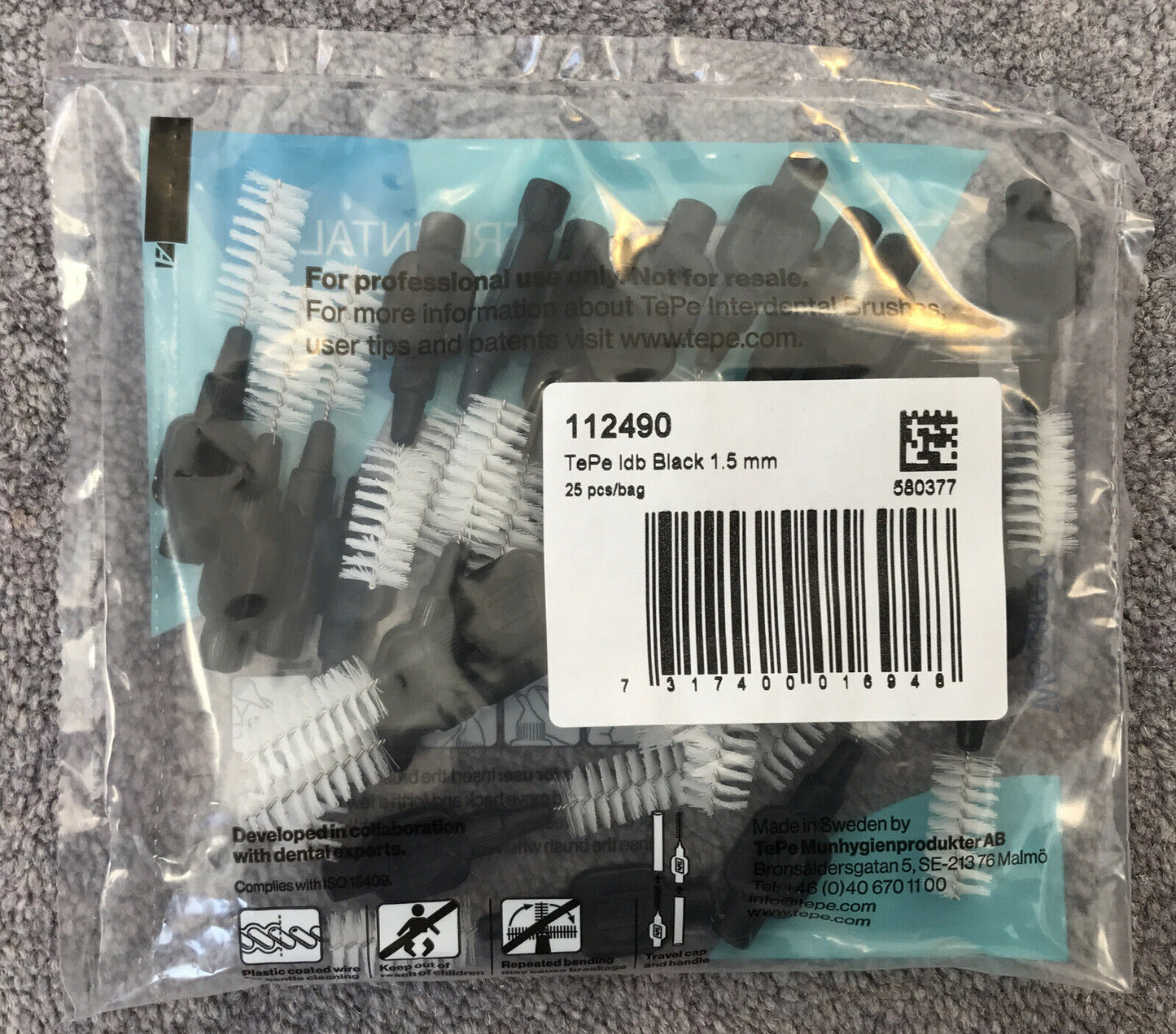 TePe Interdental Brush Black 1.50mm Bulk Packs of 25 - Leading Oral Health Brand