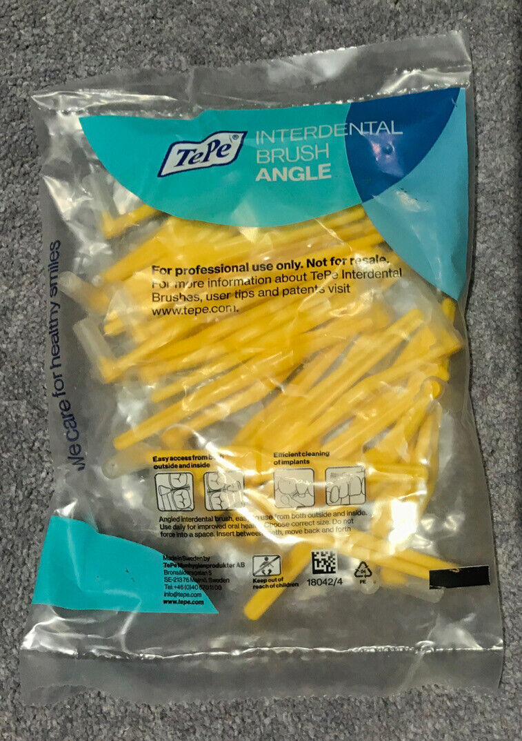 TePe Angle Yellow Size 4 - 0.7mm Interdental Brush - 1 Pack of 25 Brushes