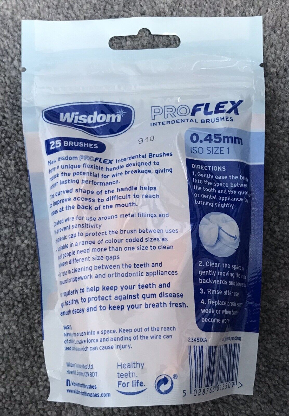 WISDOM PROFLEX SIZE 1 0.45mm Orange Interdental Brushes 25 Per Pack X 2 Packs