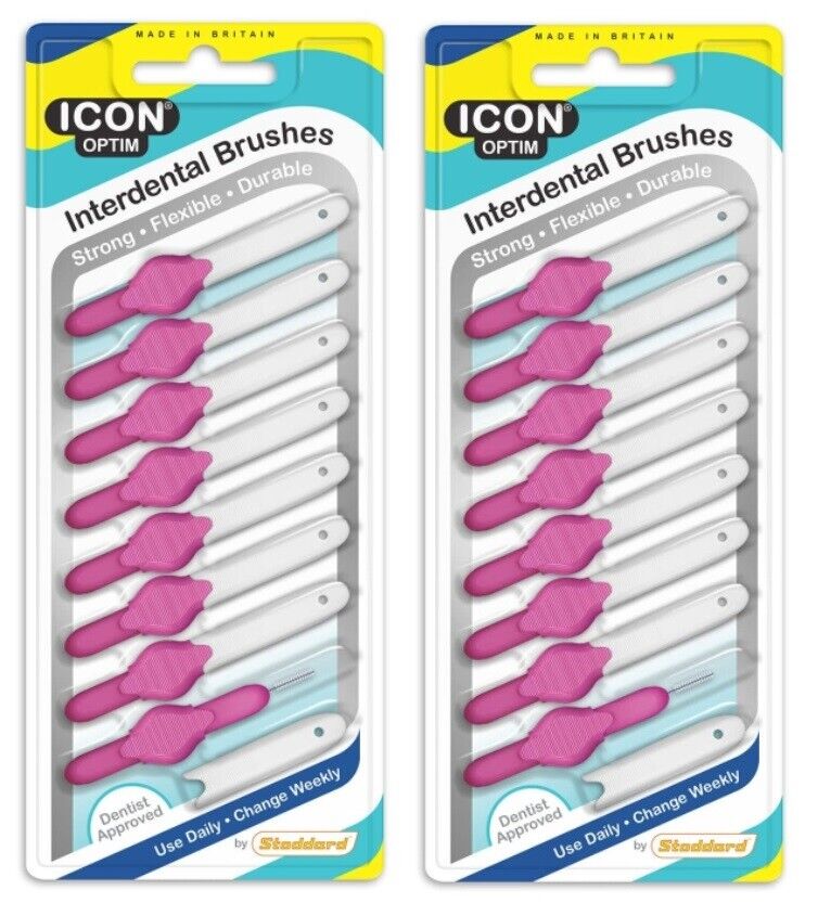 Stoddard Icon Optim Interdentals 8's - 2 Packs of 8 Interdental Brushes Size 0 Pink