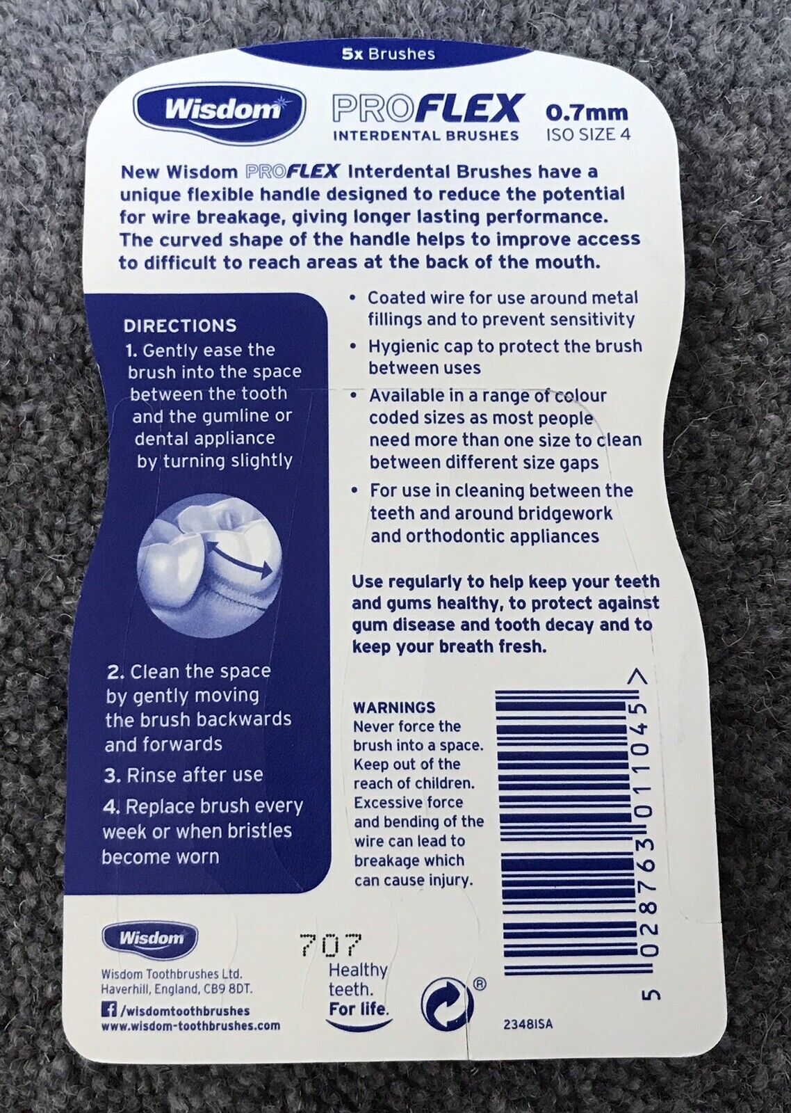 WISDOM PROFLEX SIZE 4 0.7mm Yellow Interdental Brushes 5 Per Pack X 2 Packs