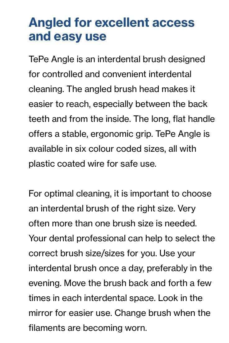 TePe Angle Red Size 2 - 0.5mm Interdental Brush - 2 Pack of 25 Brushes