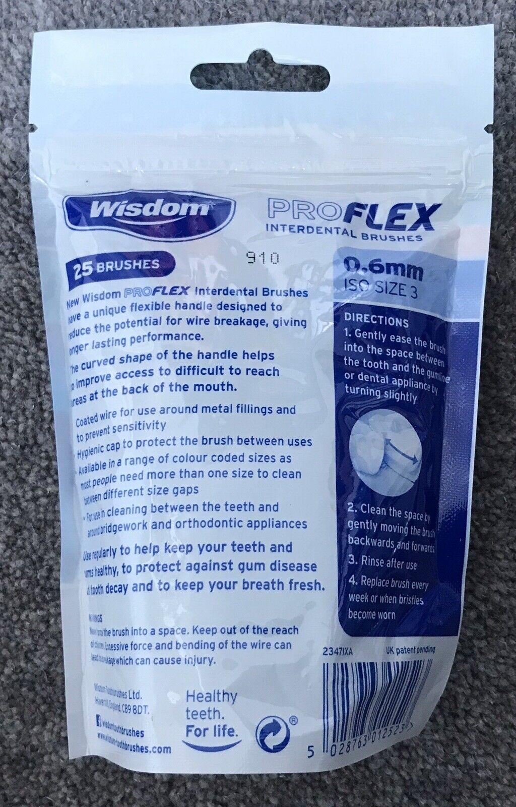 WISDOM PROFLEX SIZE 3 0.6mm Blue Interdental Brushes 25 Per Pack X 1 Packs