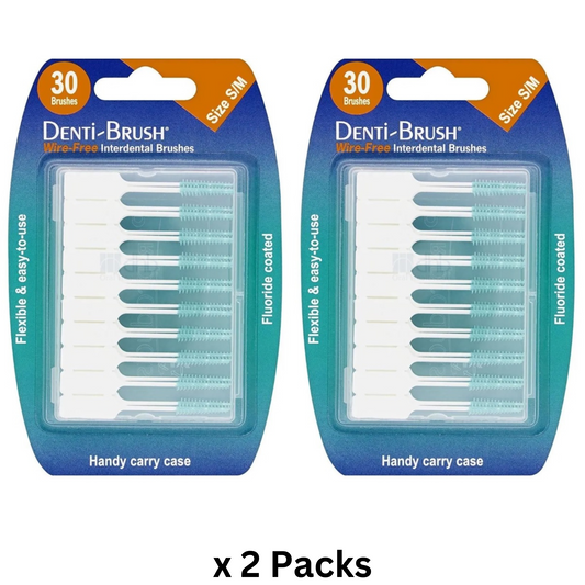 Denti-Brush Wire-Free Interdental Brush- 30 Brushes Per Pack x 2 packs