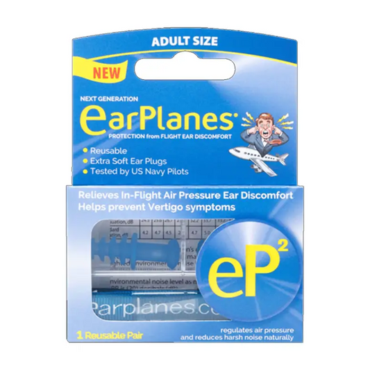 EarPlanes EP2 Ultra-Reusable Earplugs, Airplane Pressure 2 Count (Pack of 1)