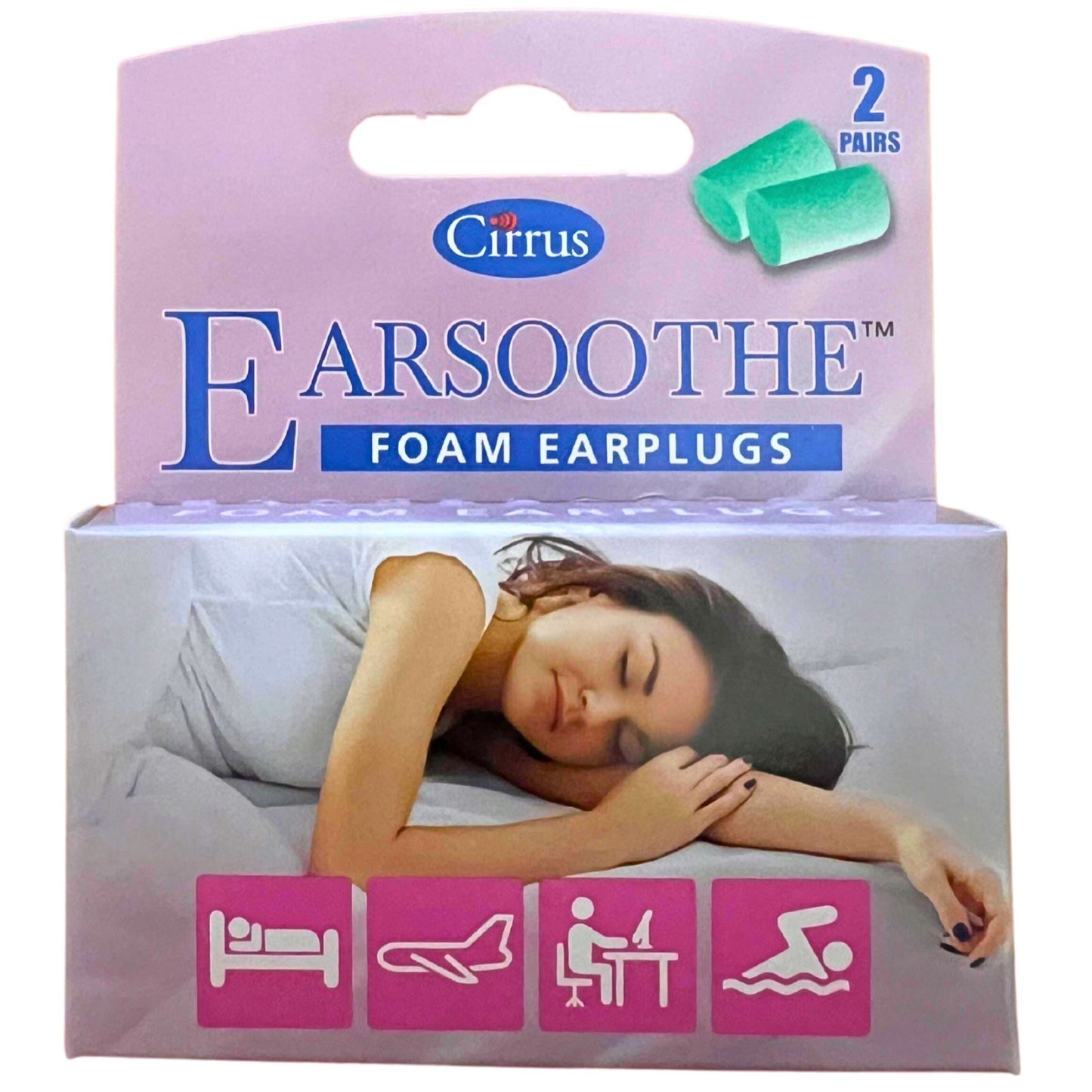 Earsoothe Foam Earplugs 1 packs of 2 pairs and carry case (2 pairs in total)