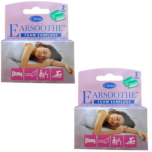 Earsoothe Foam Earplugs 2 packs of 2 pairs and carry case (4 pairs in total)