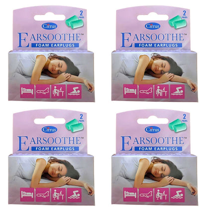 Earsoothe Foam Earplugs 4 packs of 2 pairs and carry case (8 pairs in total)