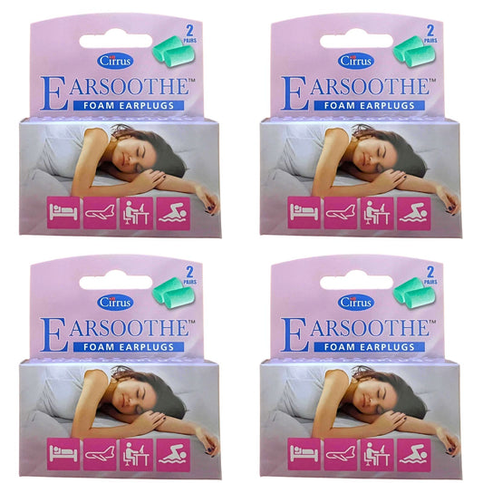 Earsoothe Foam Earplugs 4 packs of 2 pairs and carry case (8 pairs in total)