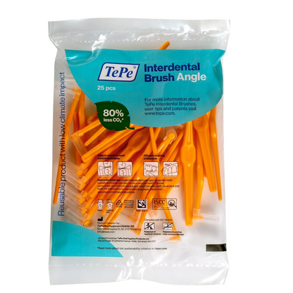 TePe Angle Orange Size 1 - 0.45mm Interdental Brush - 1 Pack of 25 Brushes
