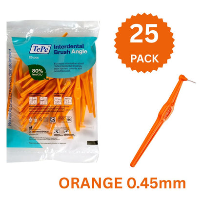 TePe Angle Orange Size 1 - 0.45mm Interdental Brush - 1 Pack of 25 Brushes