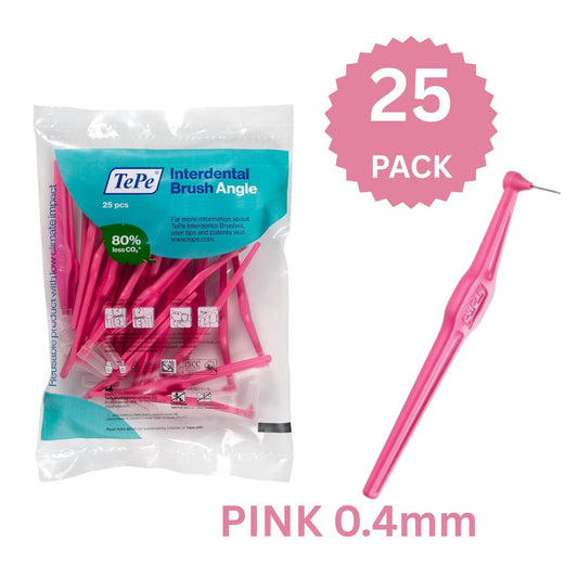 TePe Angle Pink Size 0 - 0.4mm Interdental Brush - 1 Pack of 25 Brushes