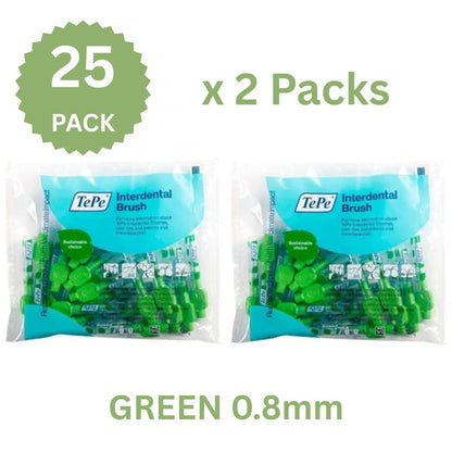 Tepe Interdental Brushes GREEN Size 5  x 2 Packs of 25