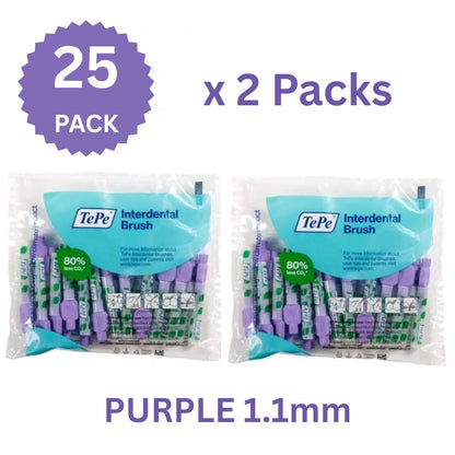 Tepe Interdental Brushes PURPLE Size 6  x 2 Packs of 25