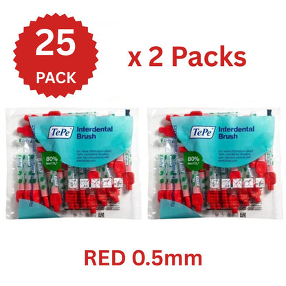 Tepe Interdental Brushes RED Size 2  x 2 Packs of 25