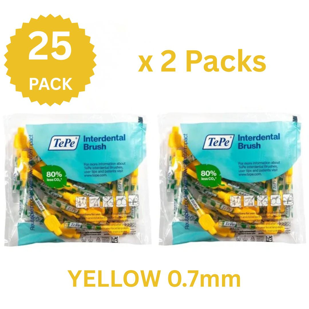Tepe Interdental Brushes YELLOW Size 4  x 2 Packs of 25