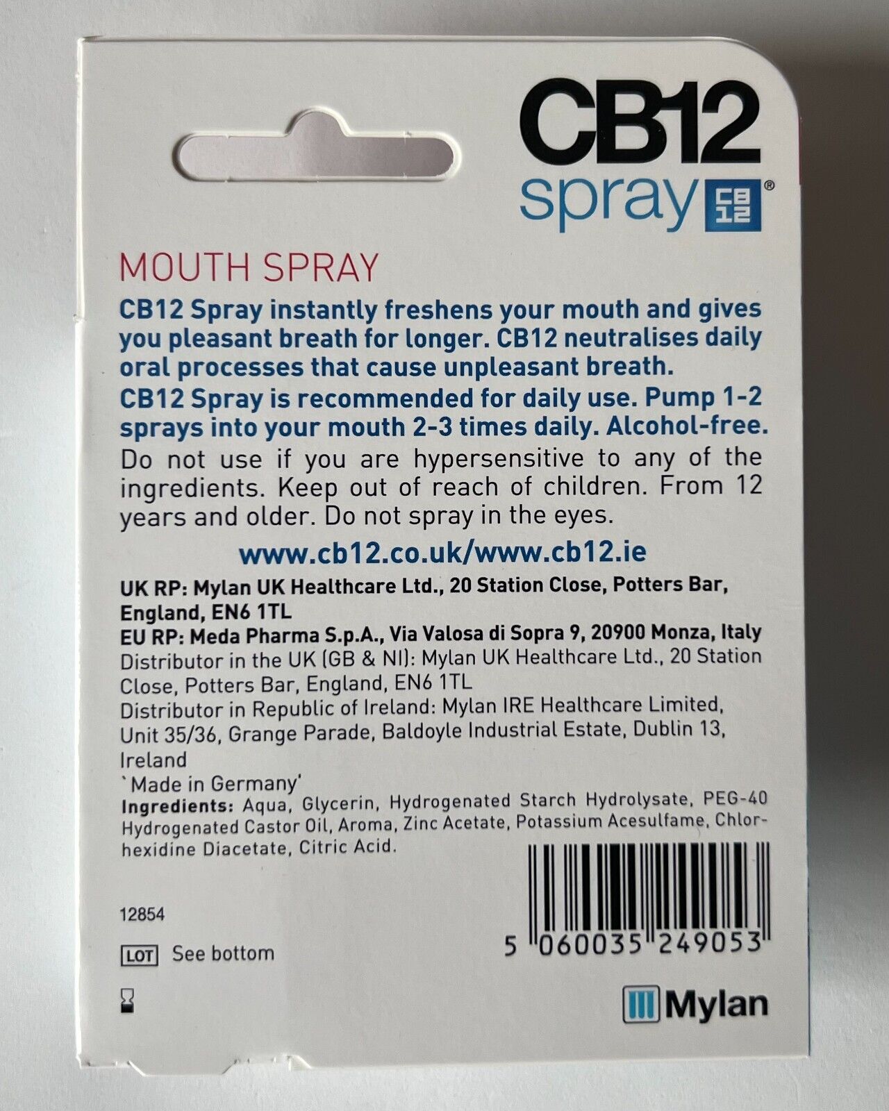 2 x CB12 Oral Spray Instant Freshness NEW Fresh breath spray 15ml