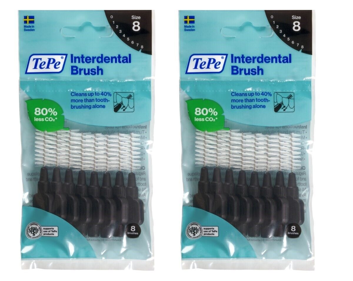 Tooth Picks Tepe Interdental Brushes BLACK Size 8  x 10 Packs