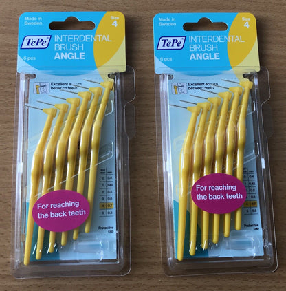 Interdental Tepe Angle Brushes  Size 4 Yellow x 2 Pack