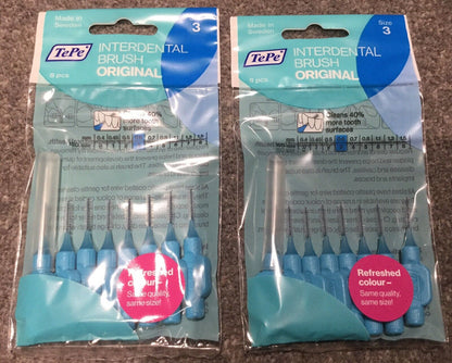 Stocking Filler Tooth Picks Tepe Interdental Brushes BLUE Size 3  x 4 Packs