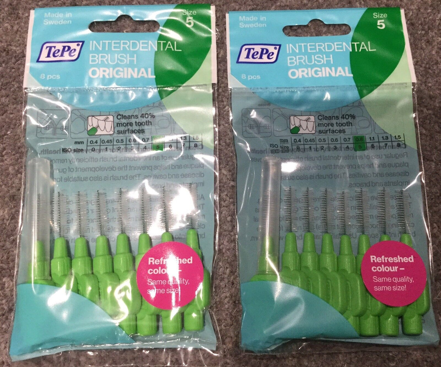 Stocking Filler Tooth Picks Tepe Interdental Brushes GREEN Size 5  x 2 Packs