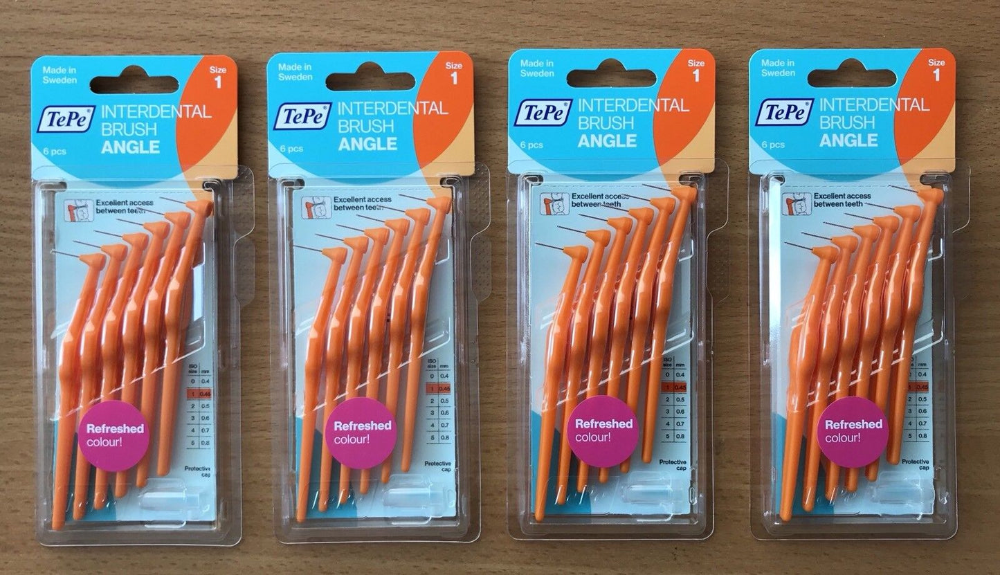 Interdental Tepe Angle Brushes Size 1 Orange x 4 Packs