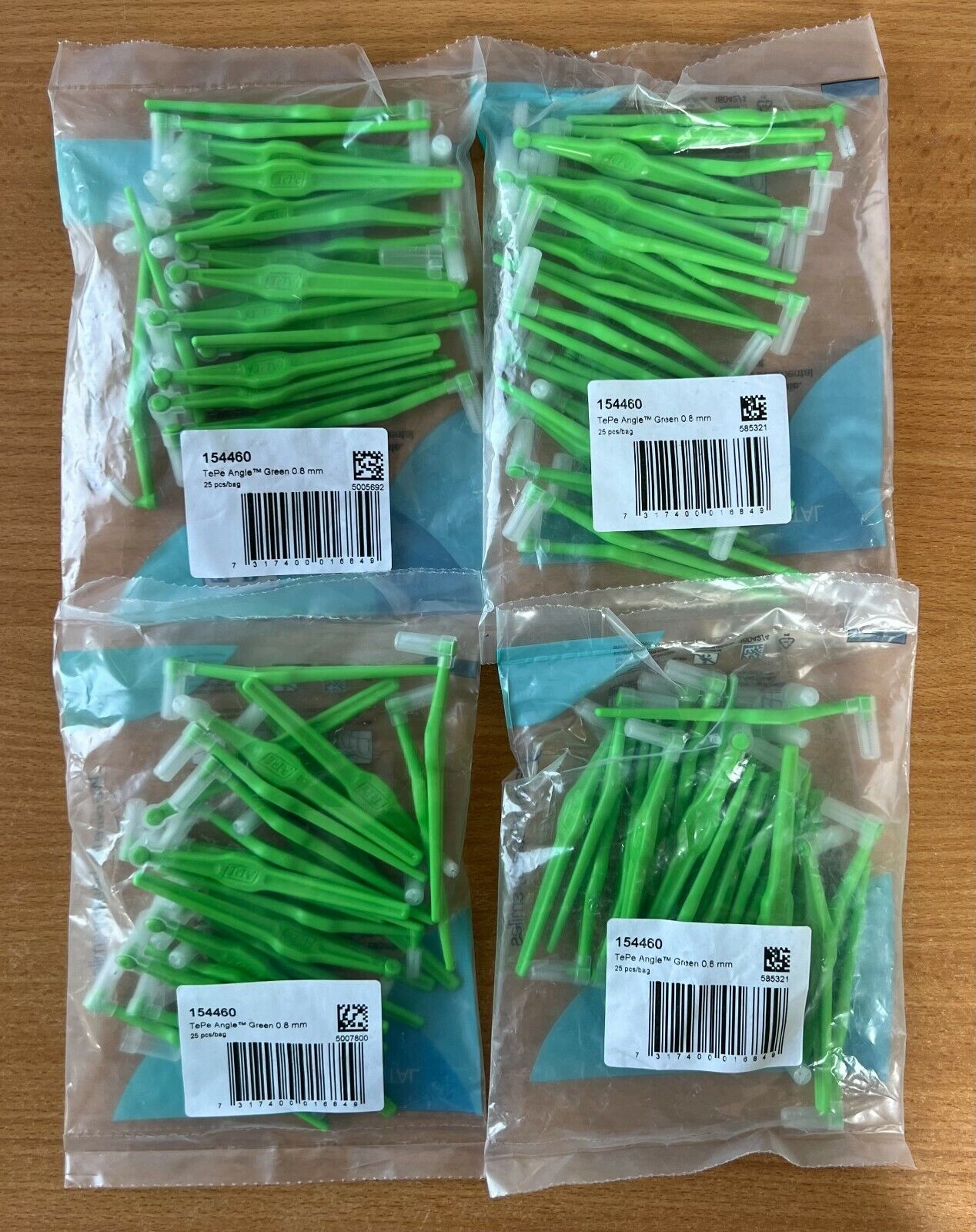 TePe Angle Green Size 5 - 0.8mm Interdental Brush - 4 Packs of 25 Brushes