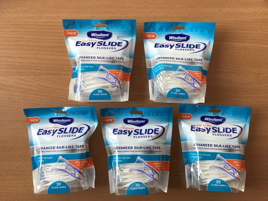 Wisdom Easy Slide Flossers 30 Flossers Per Pack x 5 packs