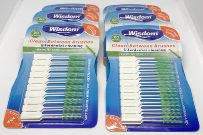Wisdom GREEN MEDIUM  - 20 Interdental Plaque Brushes X 6 packs