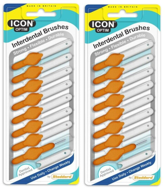 Stoddard Icon Optim Interdentals 8's - 2 Packs of 8 Interdental Brushes Size 1 Orange