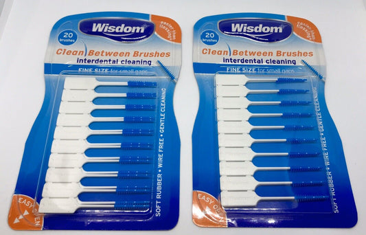 Tooth Picks - 2 x Wisdom BLUE Fine Clean Between Rubber Brushes