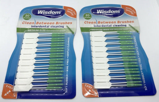 Interdentals - 2 x Wisdom GREEN MEDIUM Clean Between Rubber Brushes