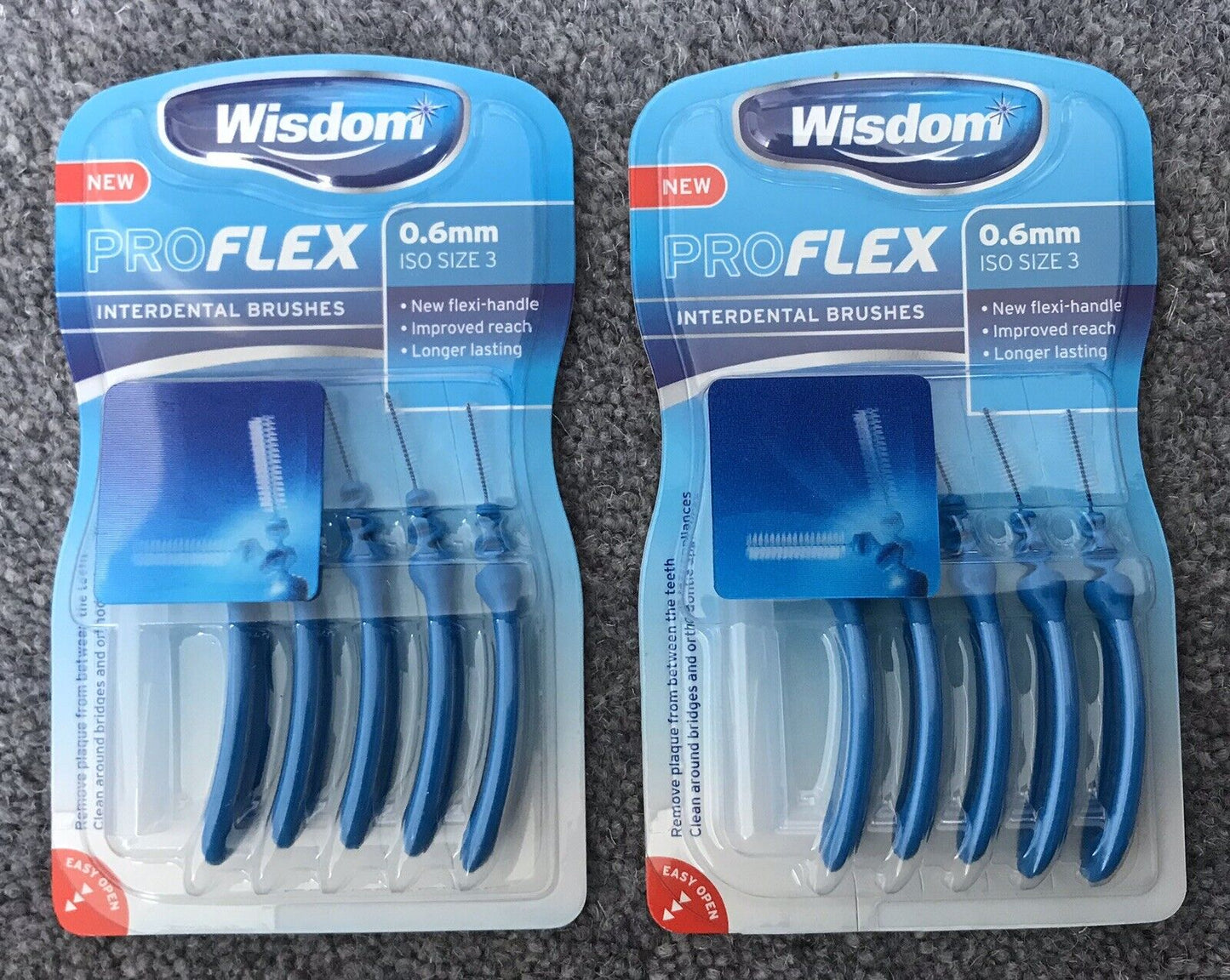 WISDOM PROFLEX SIZE 3 0.6mm Blue Interdental Brushes 5 Per Pack X 2 Packs
