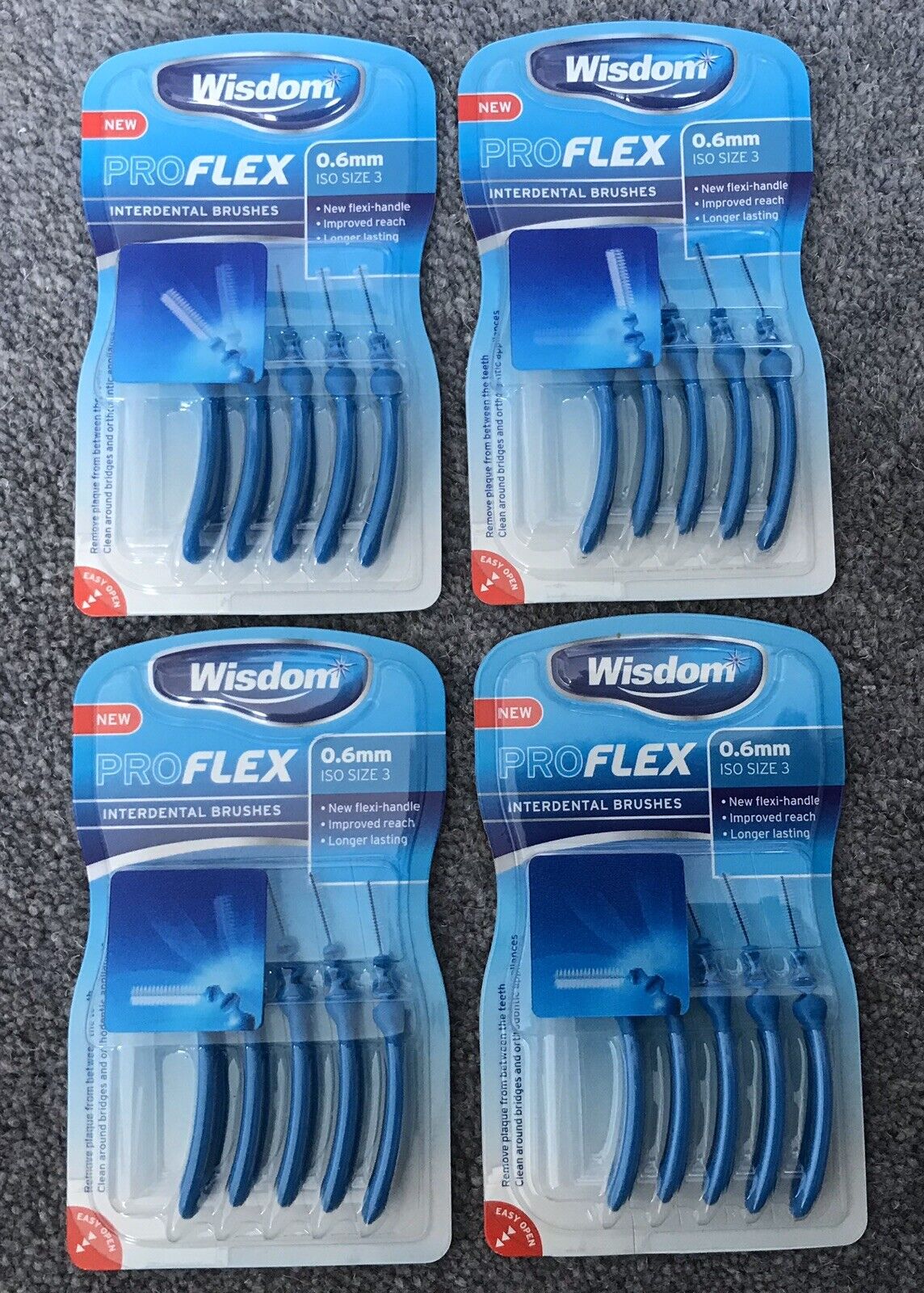 WISDOM PROFLEX SIZE 3 0.6mm Blue Interdental Brushes 5 Per Pack X 4 Packs