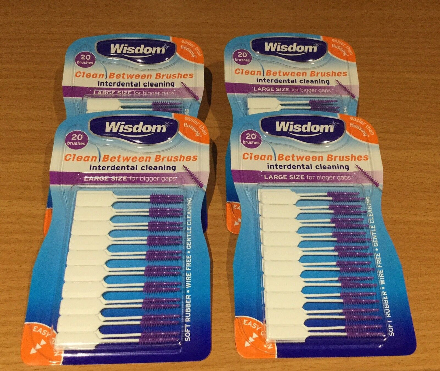 Interdentals Tooth Picks - 4 x Wisdom Purple LARGE Clean Between Rubber Brushes