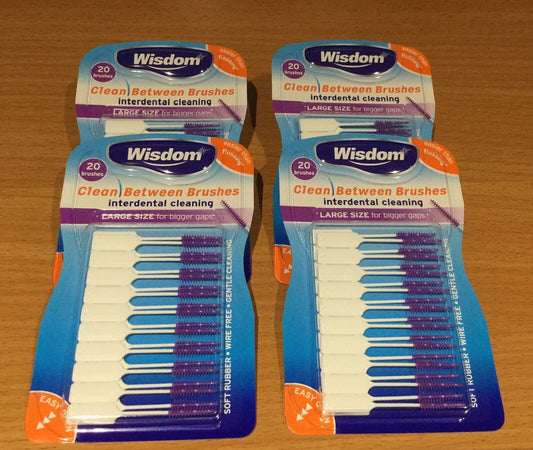 Interdentals Tooth Picks - 4 x Wisdom Purple LARGE Clean Between Rubber Brushes