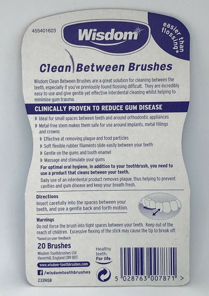 Wisdom GREEN MEDIUM  - 20 Interdental Plaque Brushes X 6 packs