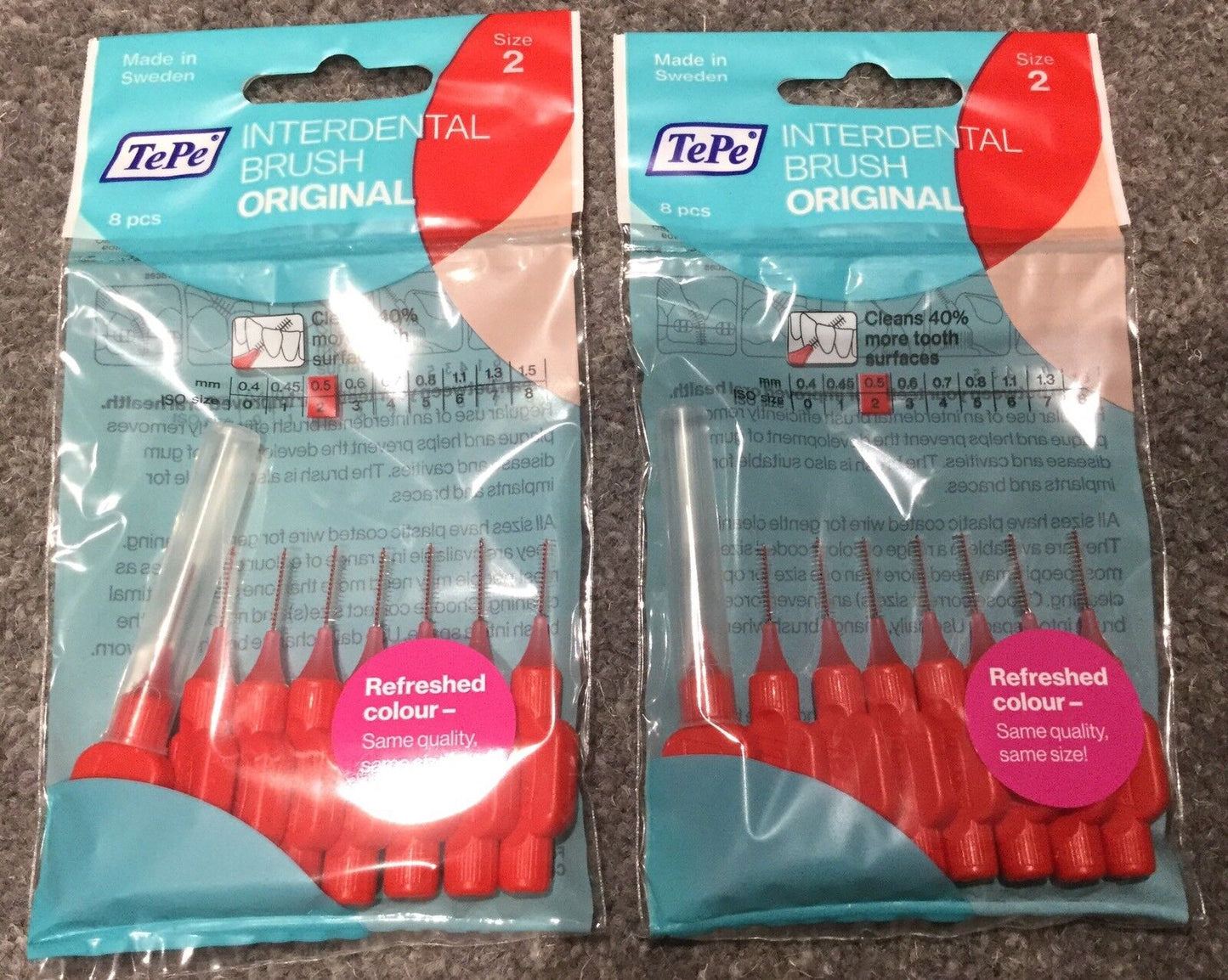 Tooth Picks Tepe Interdental Brushes RED Size 2  x 3 Packs