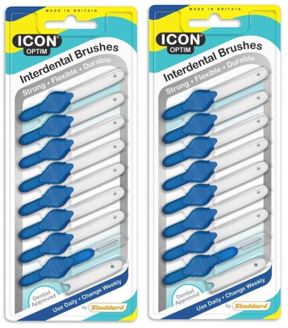 Stoddard Icon Optim Interdentals 8's - 2 Packs of 8 Interdental Brushes Size 3 Blue