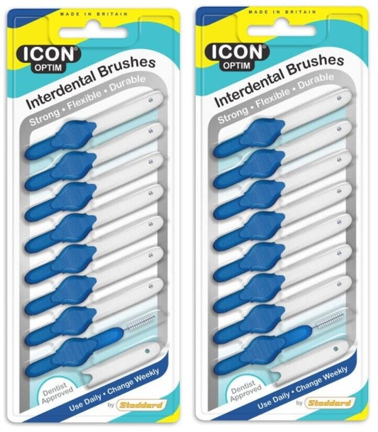 Stoddard Icon Optim Interdentals 8's - 2 Packs of 8 Interdental Brushes Size 3 Blue